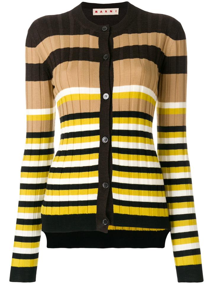 Marni Striped Rib Cardigan - Brown