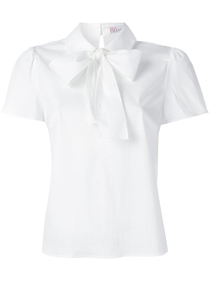 Red Valentino Bow Tie Blouse, Women's, Size: 42, White, Cotton/polyamide/spandex/elastane