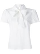 Red Valentino Bow Tie Blouse, Women's, Size: 42, White, Cotton/polyamide/spandex/elastane