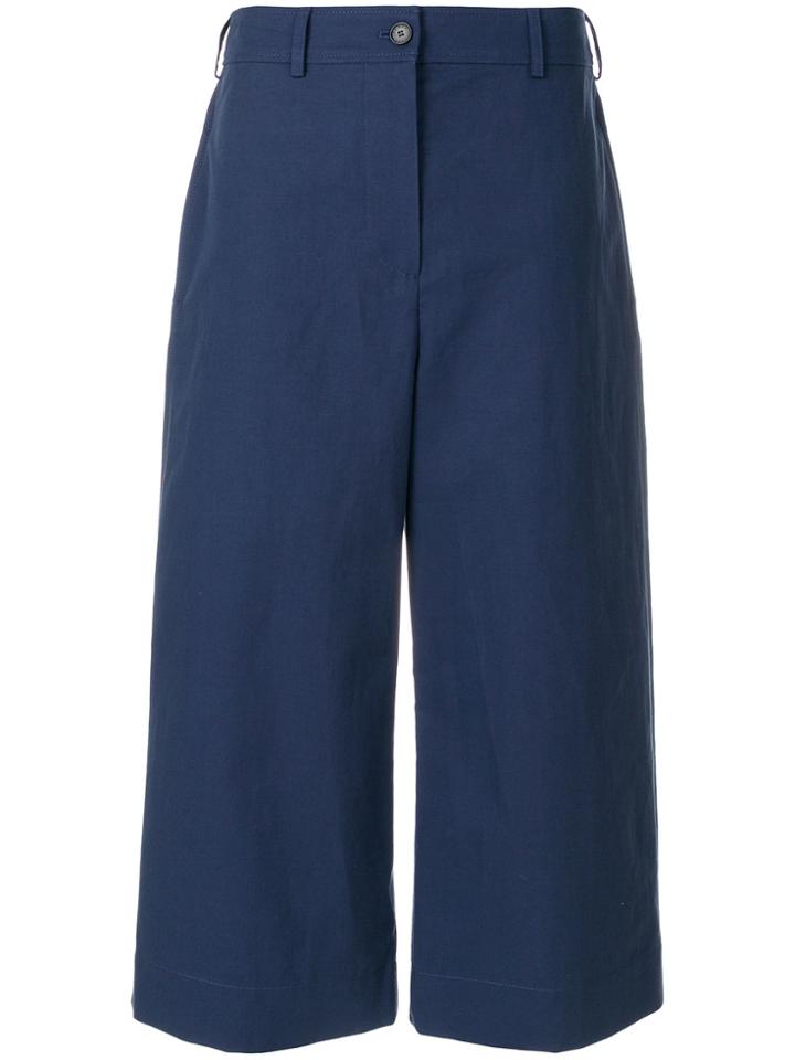 Kenzo Cropped Wide-leg Trousers - Blue