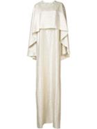 Oscar De La Renta Crystal Embroidered Caftan Cape, Size: Large, Grey, Silk/metal