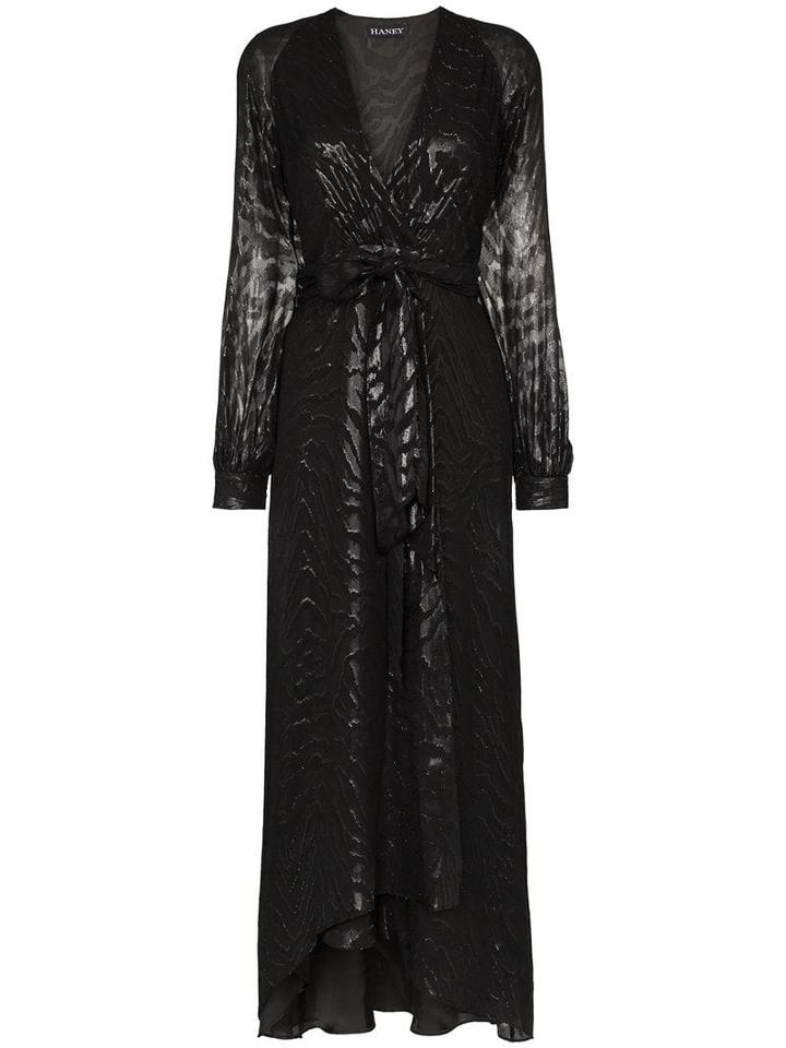 Haney Coco Belted Silk And Lurex Gown - Black