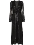 Haney Coco Belted Silk And Lurex Gown - Black