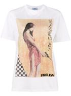 Prada Pin-up Print Beaded T-shirt - White