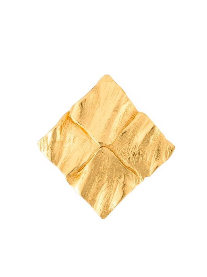 Yves Saint Laurent Vintage Square-shaped Brooch, Women's, Yellow/orange