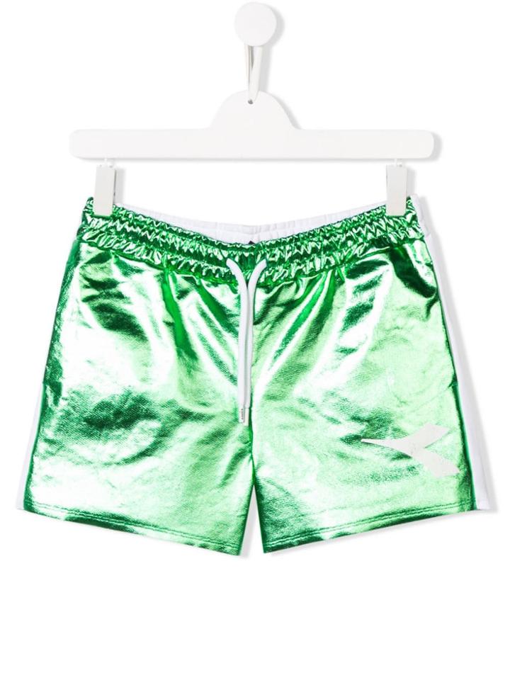 Diadora Junior Green And White Shorts