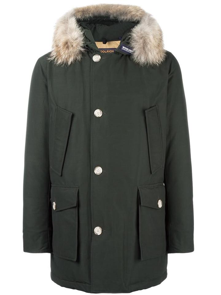 Woolrich Padded Hooded Parka, Men's, Size: Xs, Green, Cotton/nylon/feather Down