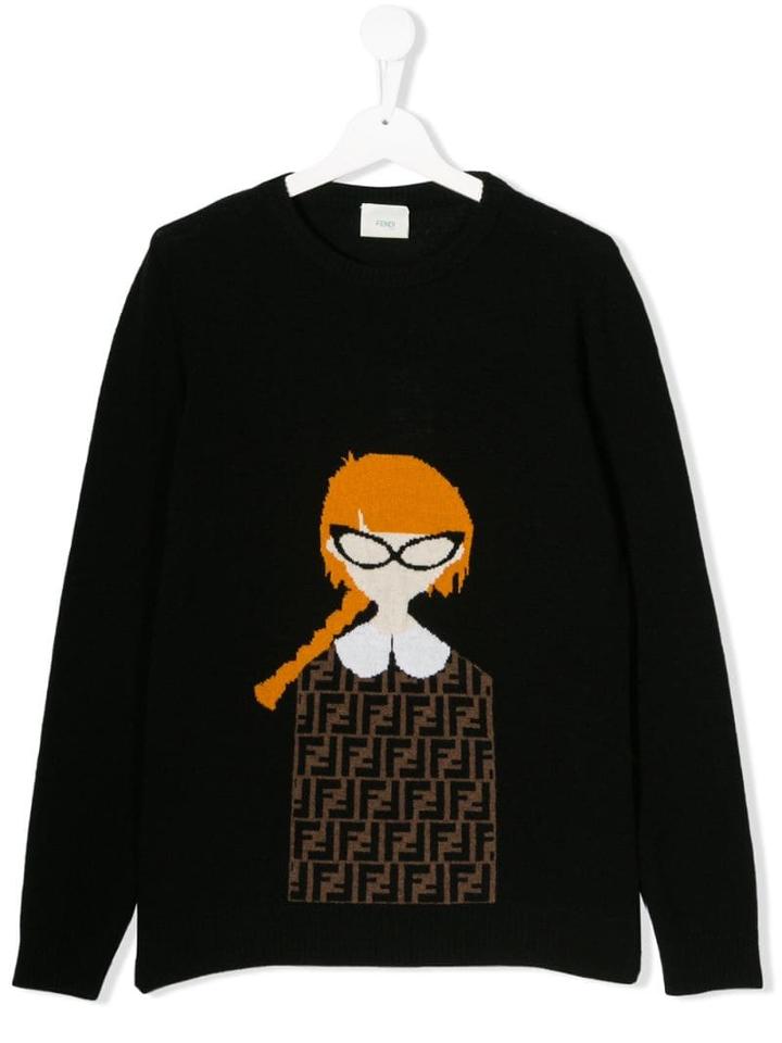 Fendi Kids Monogram Knit Jumper - Black