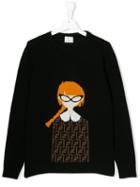 Fendi Kids Monogram Knit Jumper - Black
