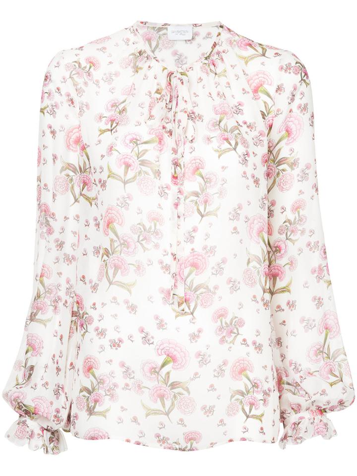 Giambattista Valli Floral Tie Neck Blouse - Pink & Purple