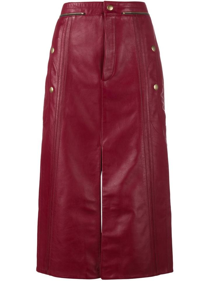 Chloé Straight-cut Skirt, Women's, Size: 38, Red, Cotton/leather/cupro