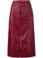 Chloé Straight-cut Skirt, Women's, Size: 38, Red, Cotton/leather/cupro