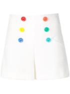 Alice+olivia Rainbow Button High-waisted Shorts - White