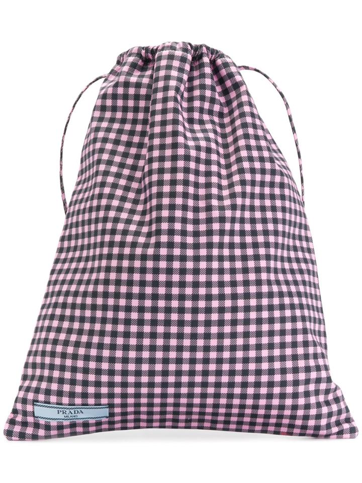 Prada Check Print Tote Bag - Pink & Purple