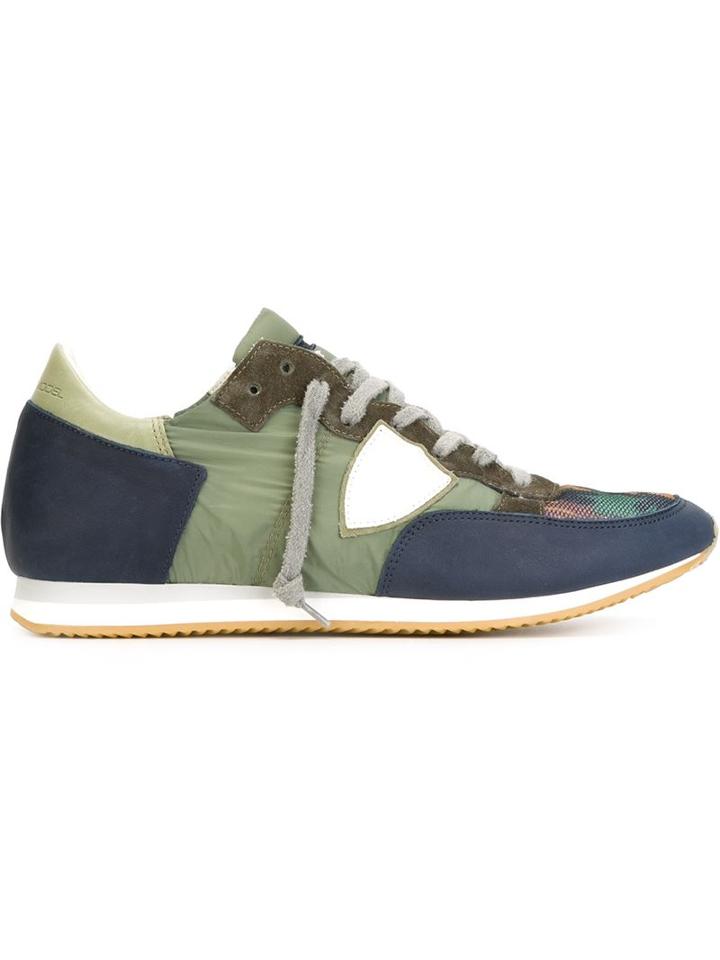 Philippe Model Panelled Sneakers, Men's, Size: 42, Blue, Leather/polyester/rubber/cotton