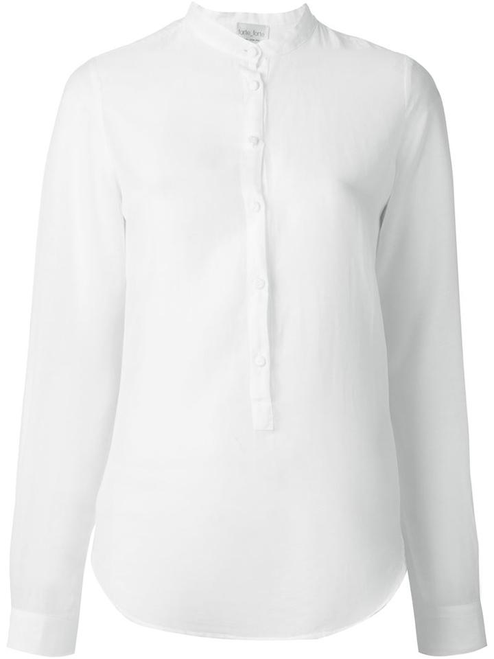 Forte Forte Band Collar Shirt, Women's, Size: 3, White, Cotton/silk