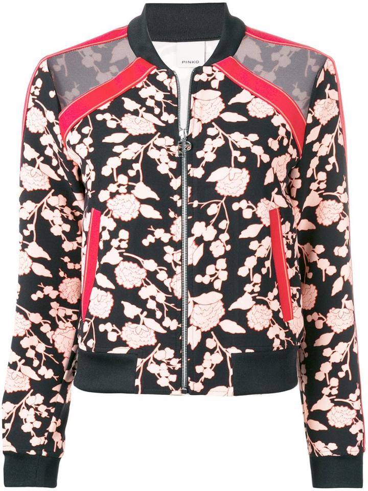 Pinko Floral Pattern Bomber Jacket - Black