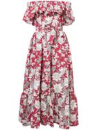 La Doublej Floral Off-shoulder Shift Dress - Red
