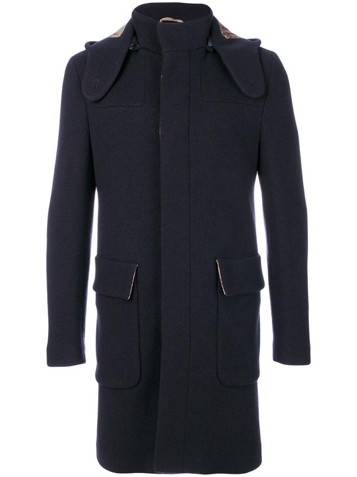 Etro - Detachable Hood Midi Coat - Men - Cotton/polyamide/wool - 50, Blue, Cotton/polyamide/wool