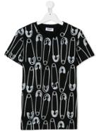 Moschino Kids Teen Safety Pin Print T-shirt - Black