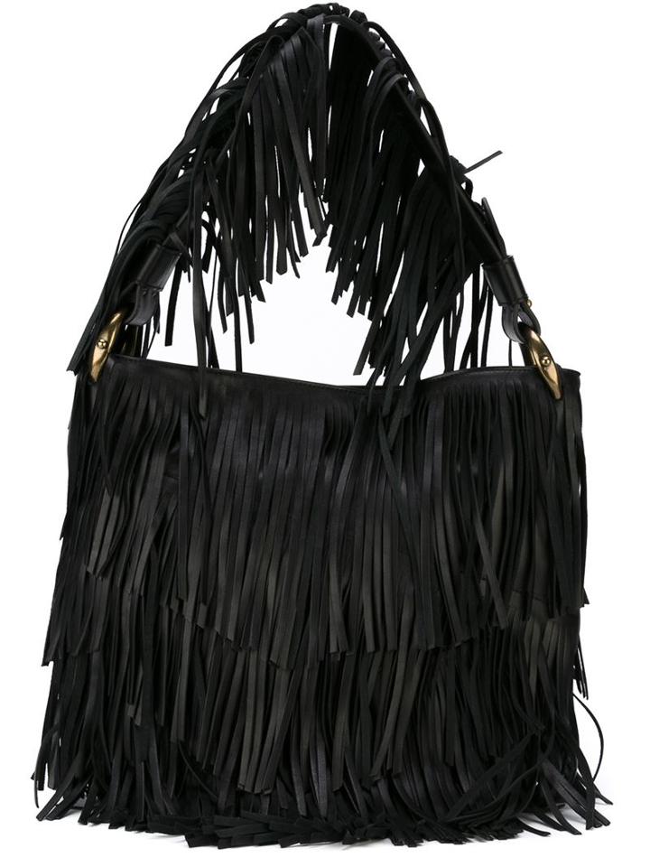 Roberto Cavalli Fringes Nappa Handbag, Women's, Black
