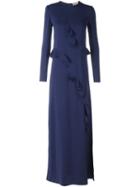 Lanvin Draped Detail Evening Dress, Women's, Size: 42, Blue, Spandex/elastane/viscose