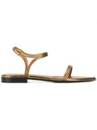 Saint Laurent Flat Strappy Sandals - Metallic