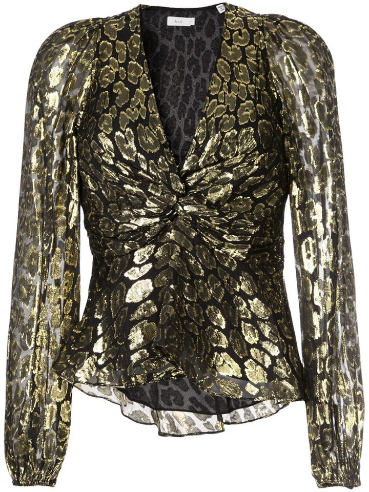 A.l.c. Leopard Lurex Asymmetric Blouse - Gold