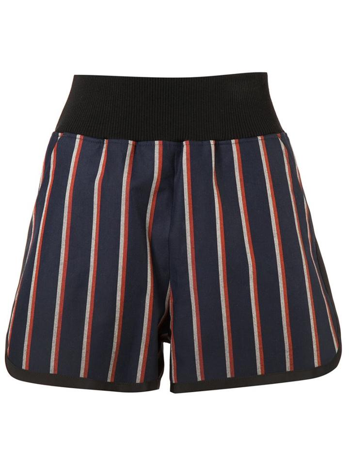 Sacai Striped Shorts, Women's, Size: 2, Blue, Cotton/cupro/lyocell