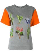 Stella Mccartney Embroidered Floral T-shirt, Women's, Size: 42, Grey, Cotton/viscose/acetate/spandex/elastane