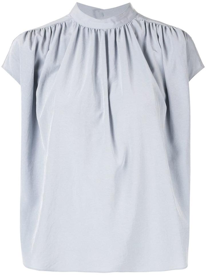 Des Prés Pleated Short Sleeve Blouse - Grey