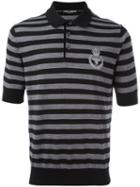 Dolce & Gabbana Embroidered Crown & Bee Polo Shirt, Men's, Size: 48, Black, Virgin Wool