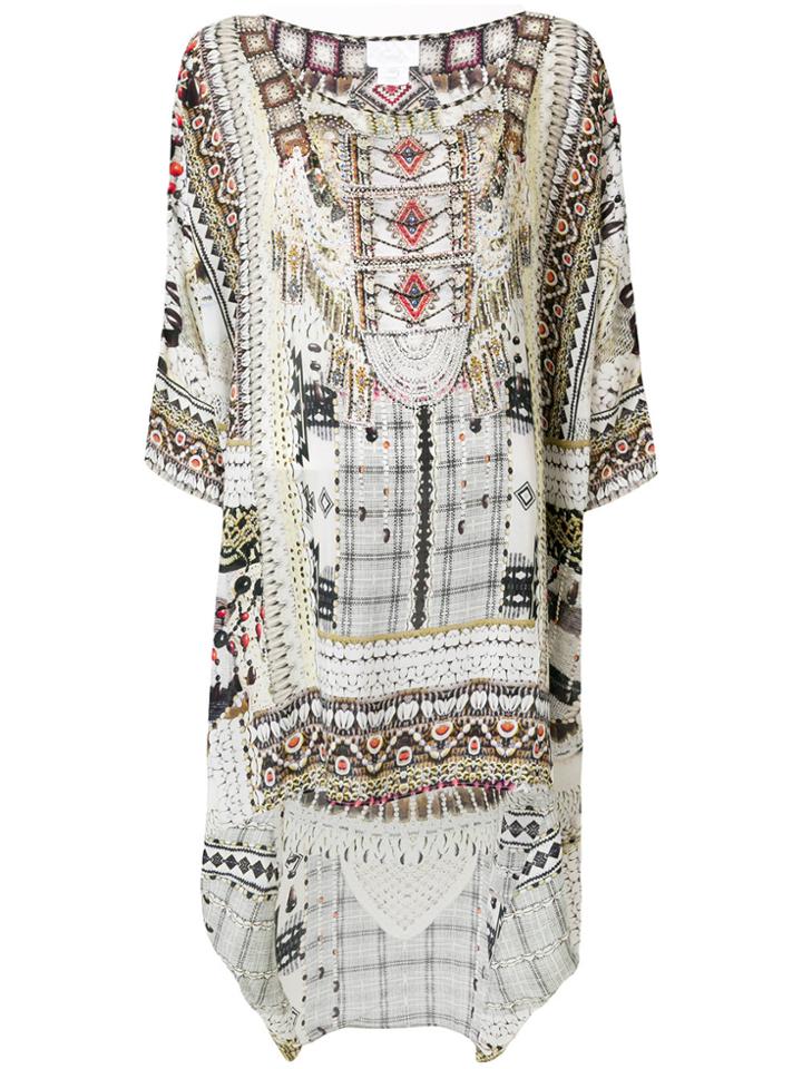 Camilla Embellished Print Dress - Nude & Neutrals