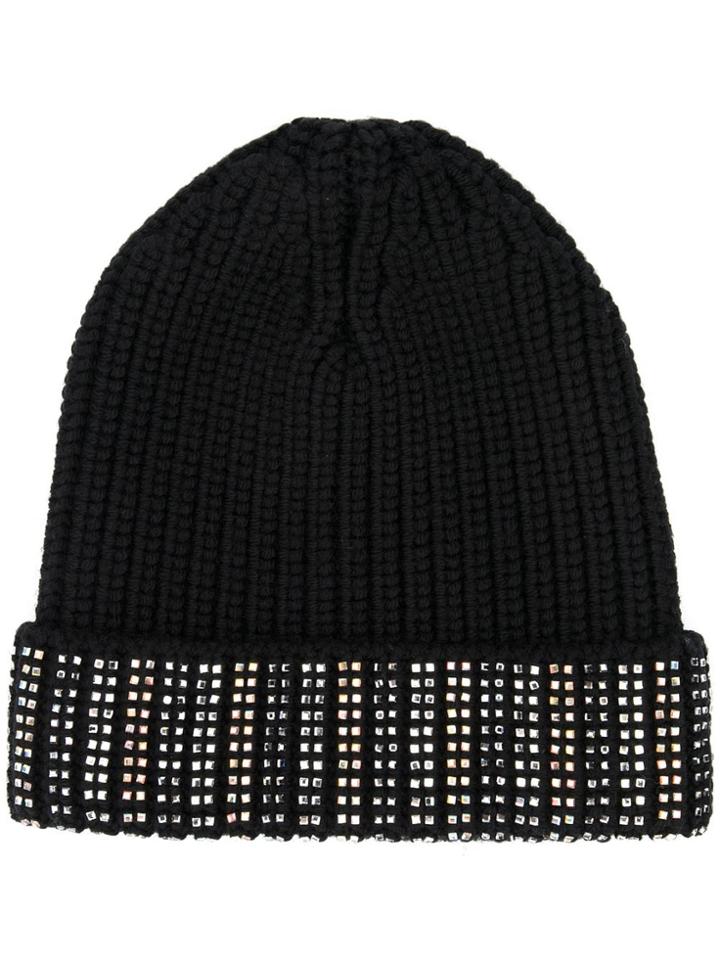 Ermanno Scervino Crystal Embellished Beanie - Black
