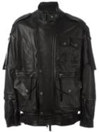 Diesel Black Gold Multi Pocket Leather Jacket, Men's, Size: 46, Lamb Skin/cotton/viscose
