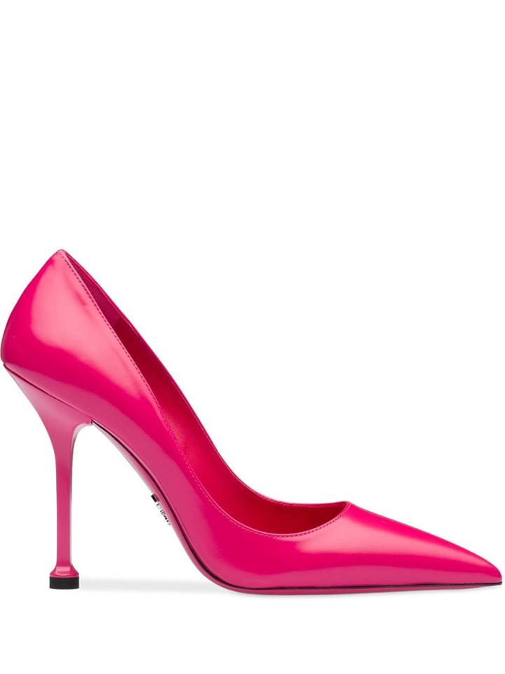 Prada Brushed Leather Pumps - Pink
