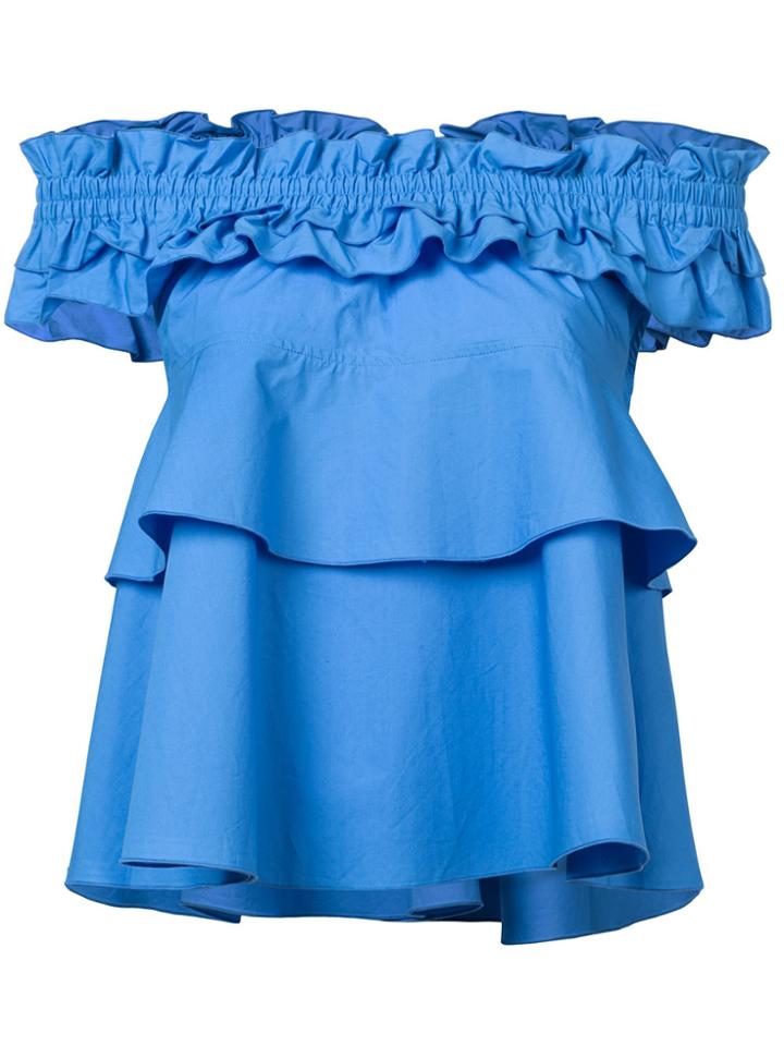 Derek Lam 10 Crosby Smocked Off Shoulder Top - Grey