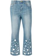 Michael Michael Kors Flower Embellished Cropped Jeans - Blue
