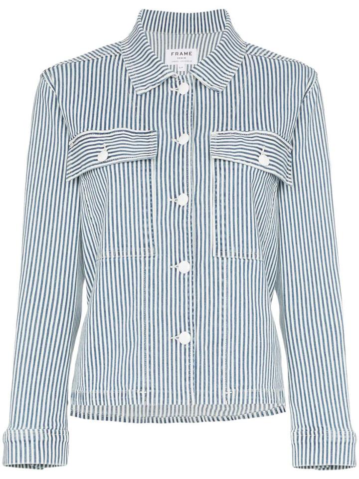 Frame Engineer Stripe Shirt Jacket - Blue