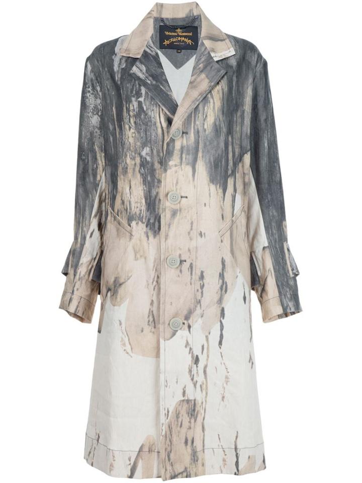 Vivienne Westwood Anglomania Tie-dye Print Coat, Women's, Size: S/m, Green, Linen/flax/cotton/spandex/elastane
