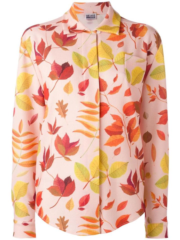 Arthur Arbesser Leaf Print Shirt, Women's, Size: 40, Pink/purple, Polyester/spandex/elastane