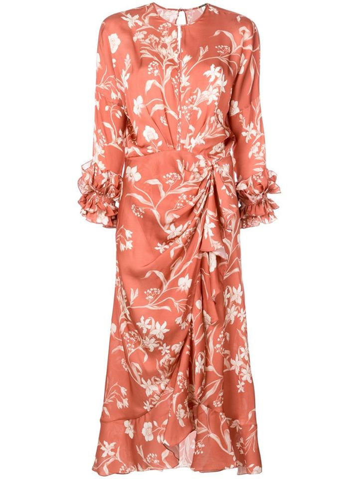 Johanna Ortiz Floral Print Midi Dress - Red