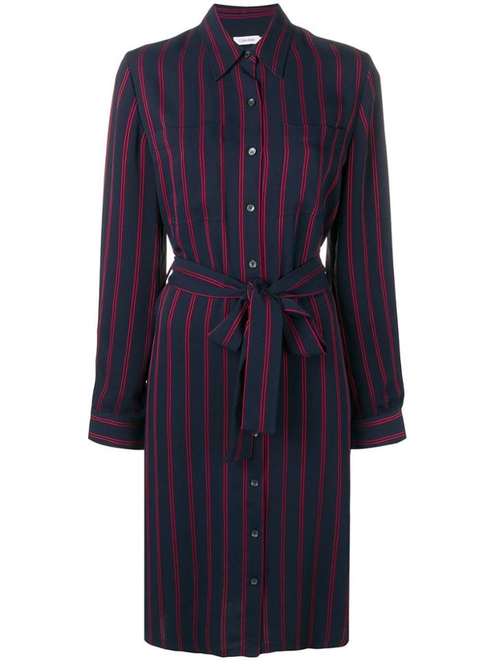Calvin Klein Striped Shirt Dress - Blue