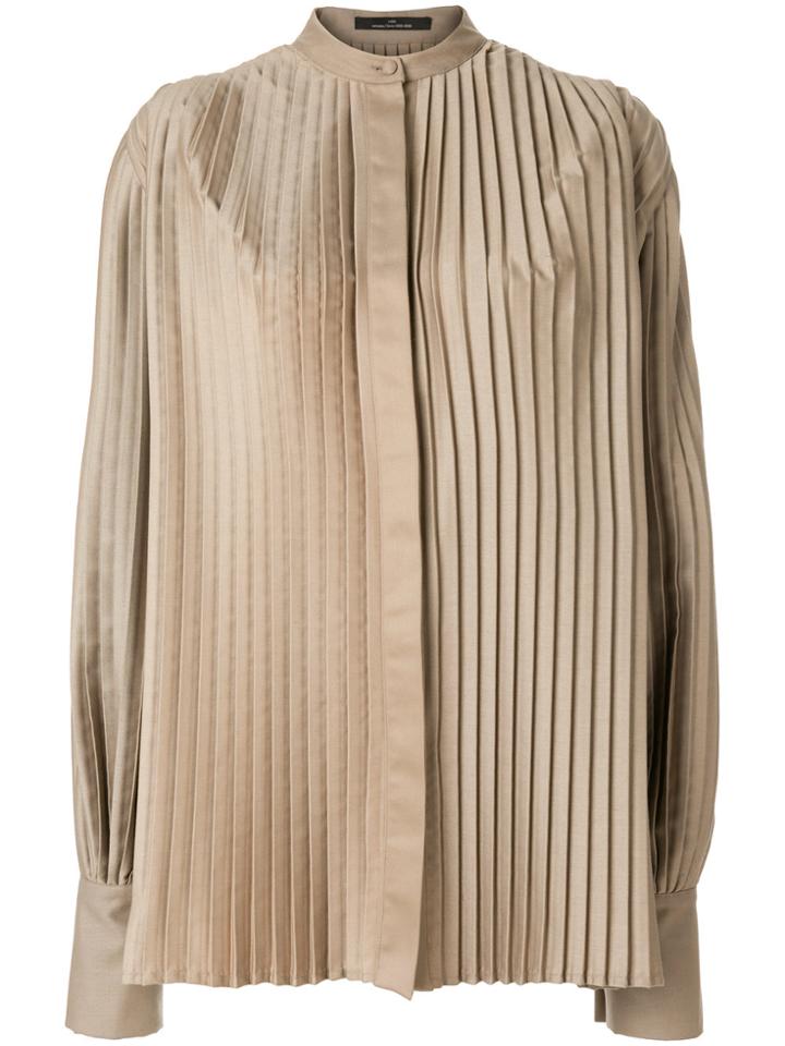 Rokh Flared Pleated Top - Nude & Neutrals