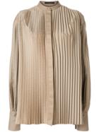 Rokh Flared Pleated Top - Nude & Neutrals