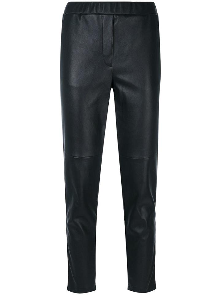 Bottega Veneta Cropped Leather Trousers - Black
