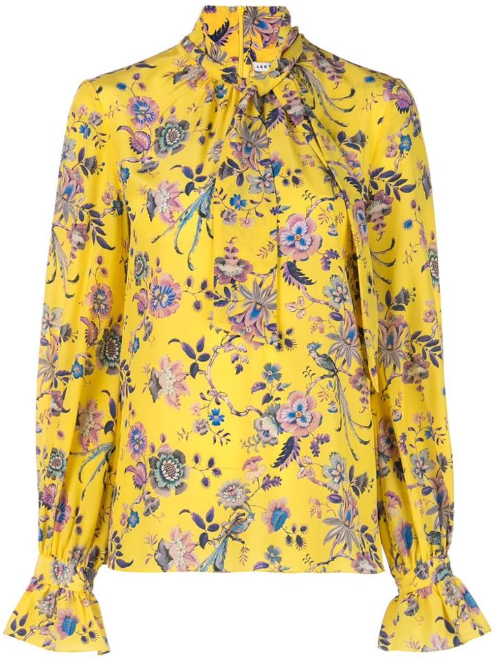 Les Reveries Floral Tied Neck Blouse - Yellow