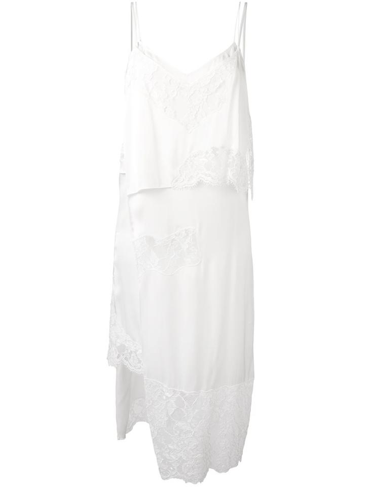 Dkny Layered Lace Insert Dress, Women's, Size: Small, White, Silk/nylon/polyester/viscose