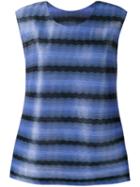 Pleats Please By Issey Miyake - Striped Tank Top - Women - Polyester - 3, Blue, Polyester