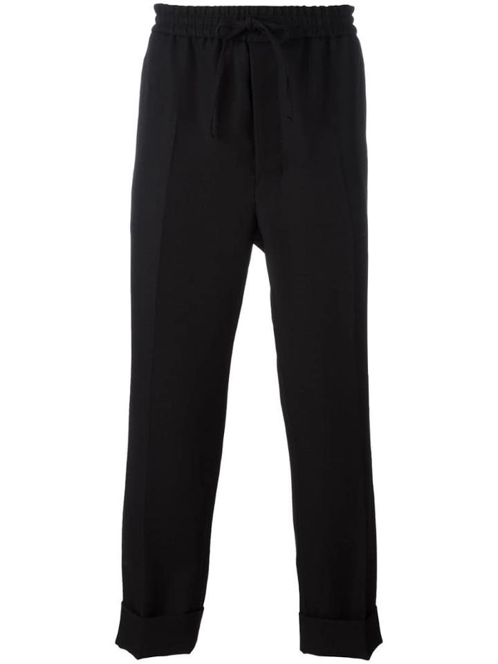 Ami Paris Elastic Waist Carrot Fit Trousers - Black